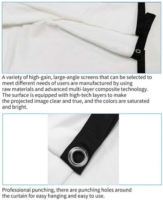 Преносим Сгъваем Прожекционен Екран за Проектор 100" Инчов 16:9 HD 4:3