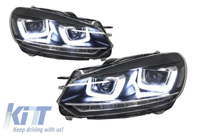 Faruri LED VW Golf 6 VI (2008-up) Design Golf 7 3D U Design Semnal LED Dinamic