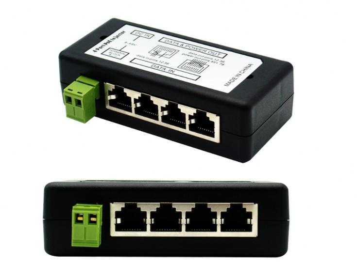 4/8Порт POE Injector Splitter DC Мрежови Инжектор IP NVR POE 12~48V