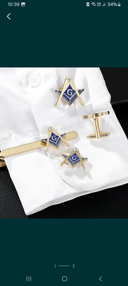 Set masonic nou pin , butoni si ac de cravata.