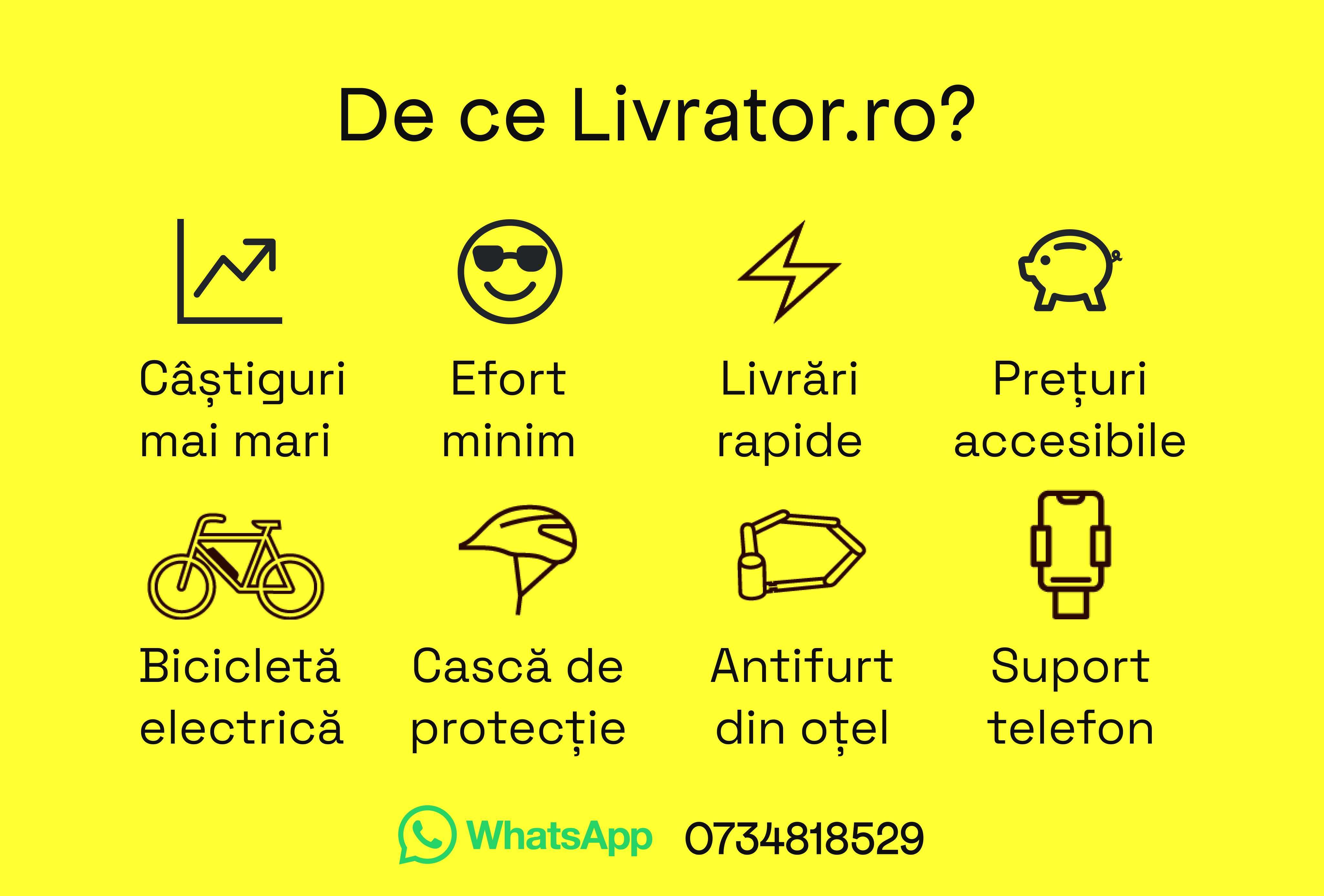 Livrator.ro - Inchiriez biciclete electrice pentru Glovo Tazz Bolt