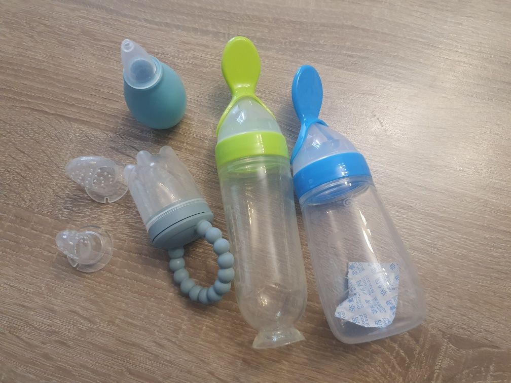 Бебешки бутилки с лъжица,биберон за плодове и аспиратор за нос