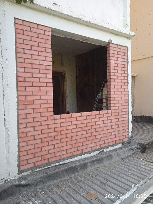 Балконга Облецовка Гишттерамиз Кладка Кирпича балкона