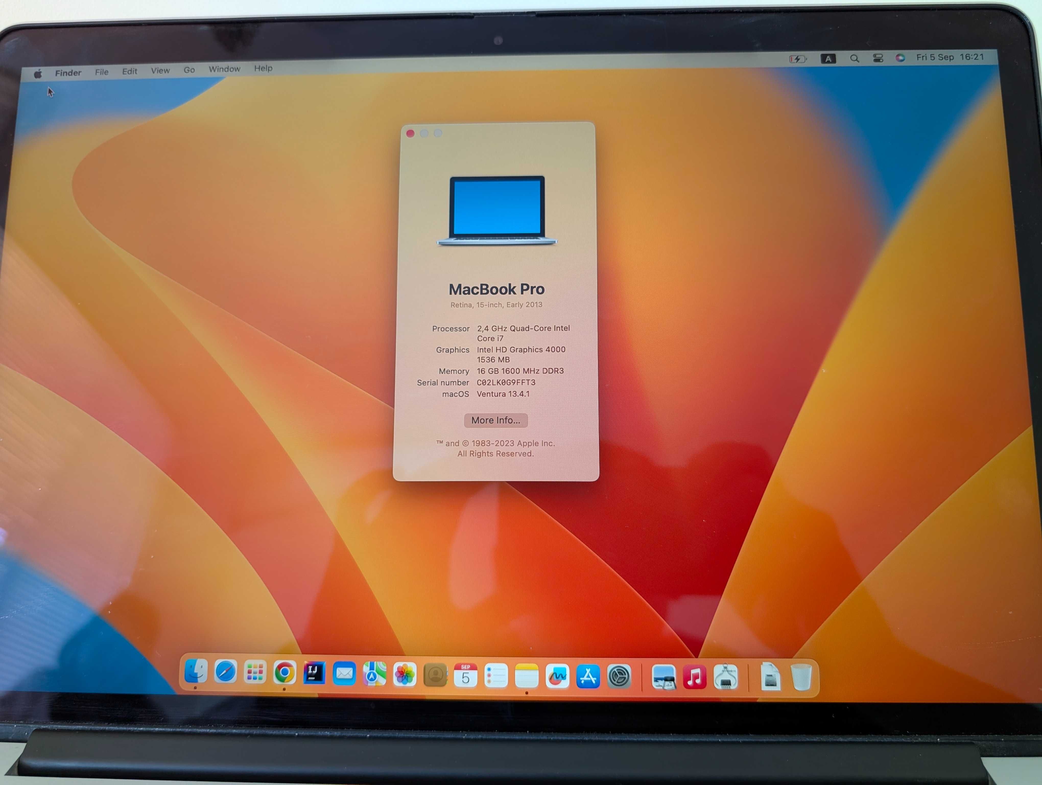 MacBook Pro 15, 2013, i7 2.4, 16GB RAM, 256SSD, NVIDIA GT 650M 1GB