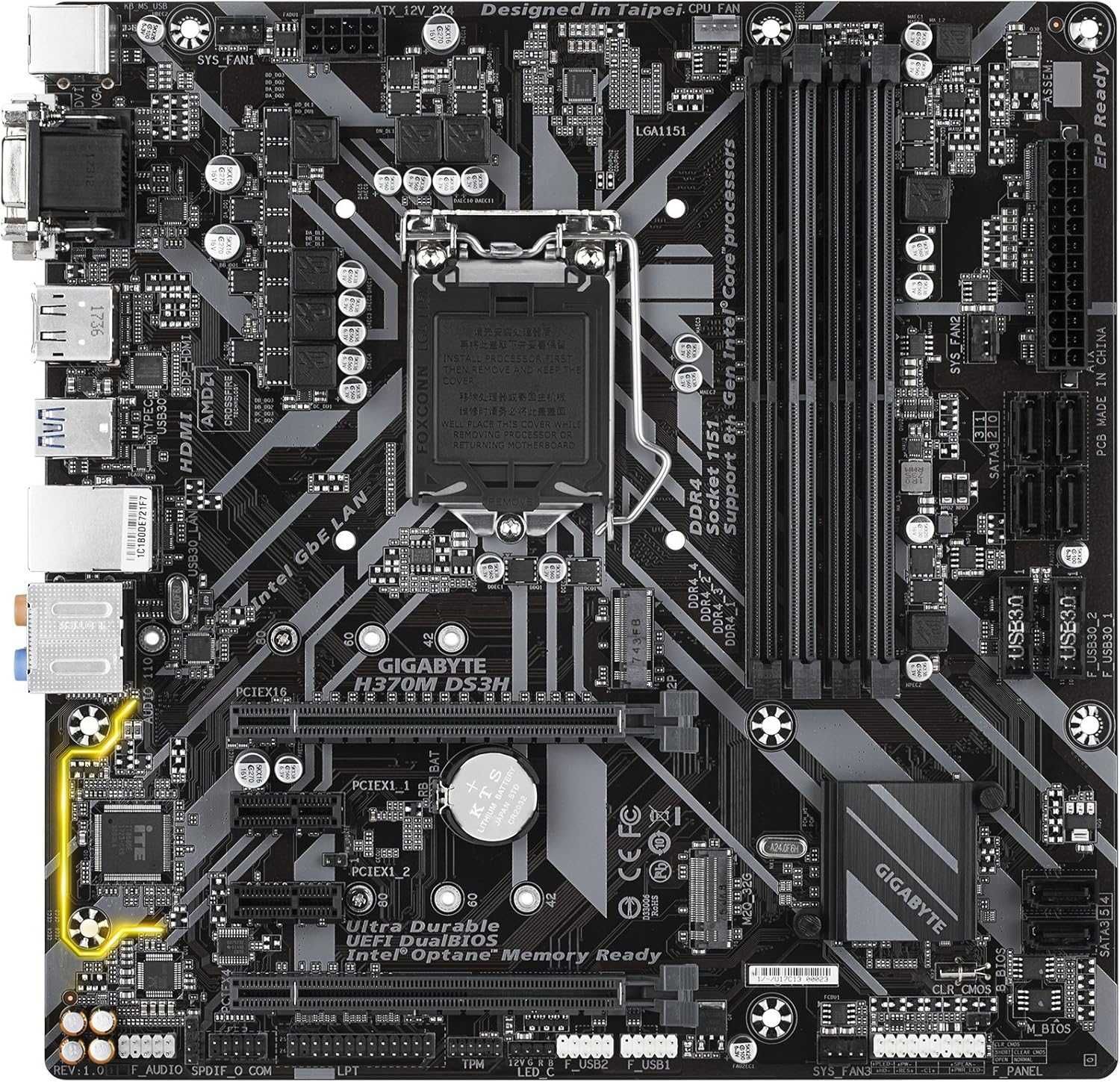 Дънна платка GIGABYTE H370M DS3H 1151