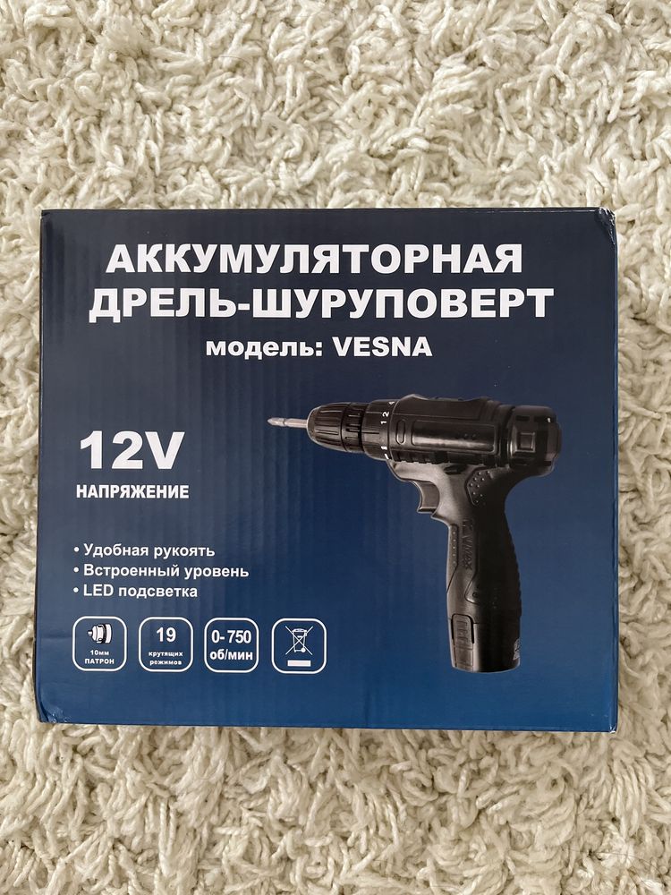 Дрель-шуруповерт «VESNA» 12v новый