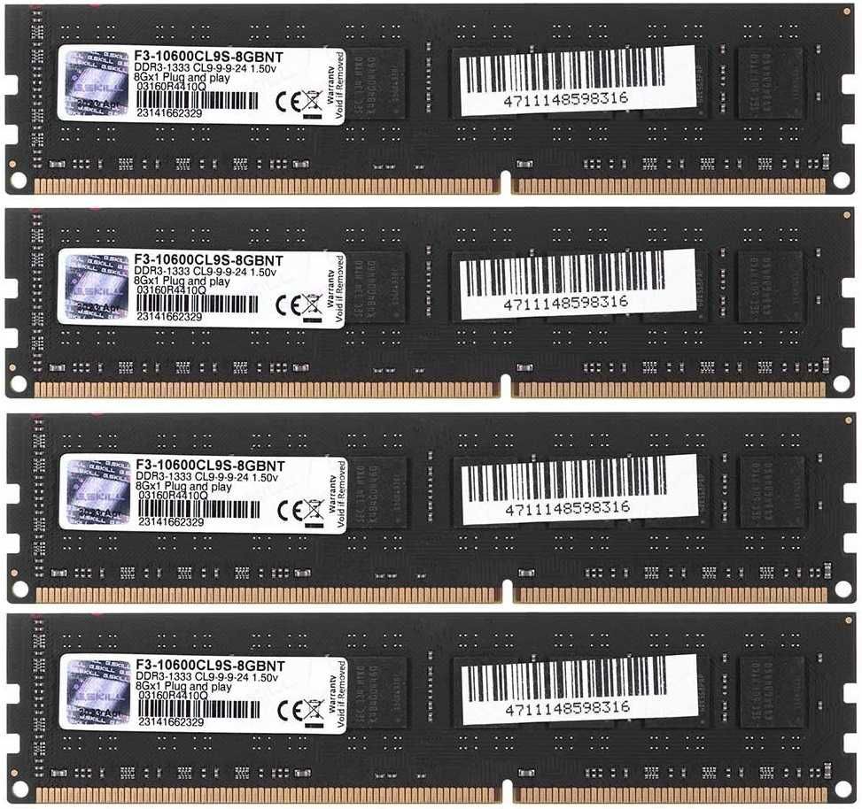 RAM 32GB 4x8gb G.SKILL F3-10600CL9S-8GBNT 1333Mhz DDR3