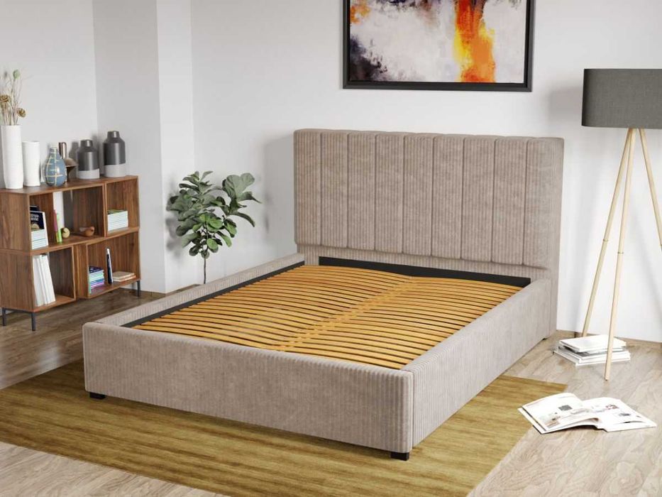 Pat Tapitat Adam Bej Poso 02 cu somiera fixa 90/140/160/180x200
