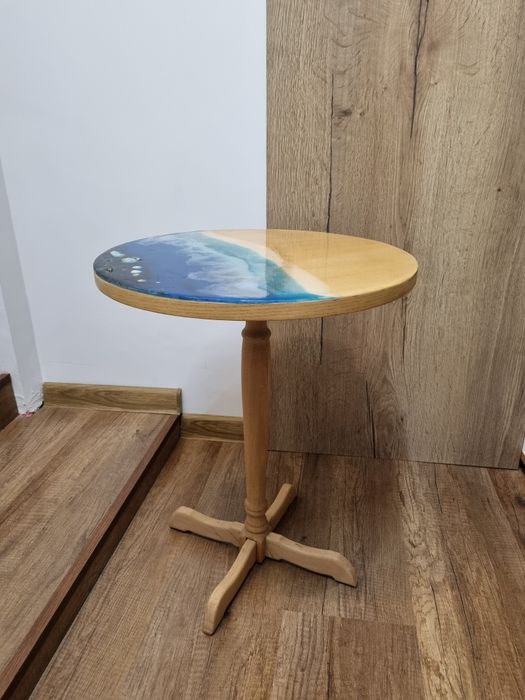 Măsuță de cafea cu rășină epoxidică + platou de servire