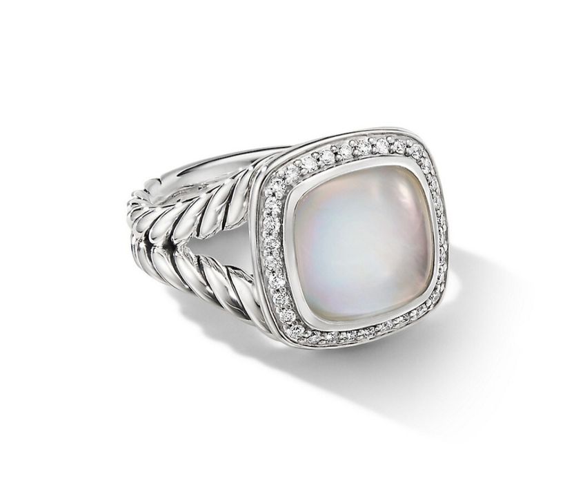 Inel David Yurman cu piatra lunii și diamante, 14 mm