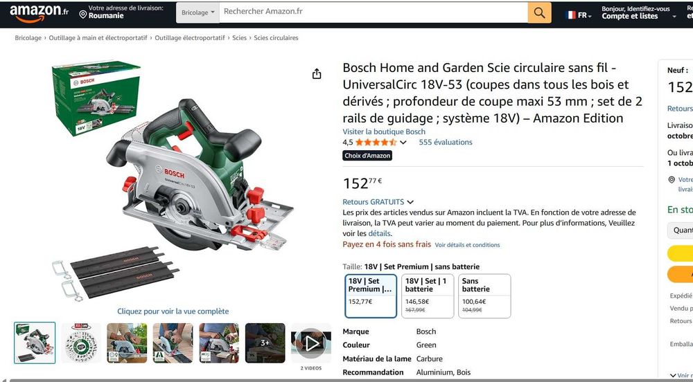Ferăstrău circular Bosch Home and Garden - UniversalCirc 18V-53