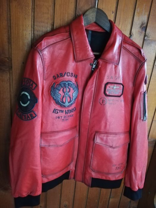 Geaca nouă piele bărbati Aviator Aeronautica Militare Xl
