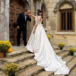 Rochie mireasa, model UNIC, stil Printesa, cu trena lunga, din tafta