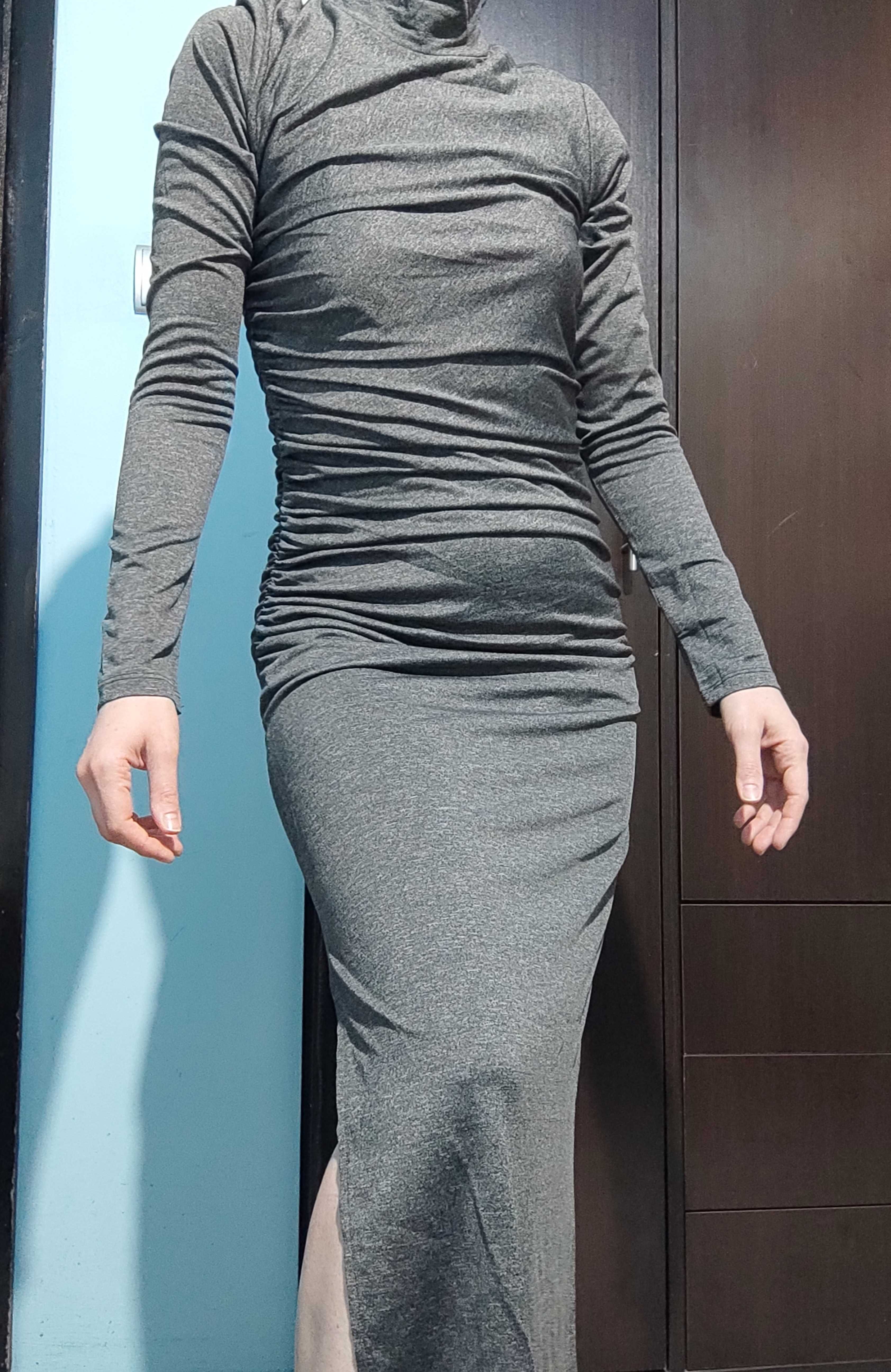 Разкроена ластична пола/ официален елек и пола / рокля по тялото H&M