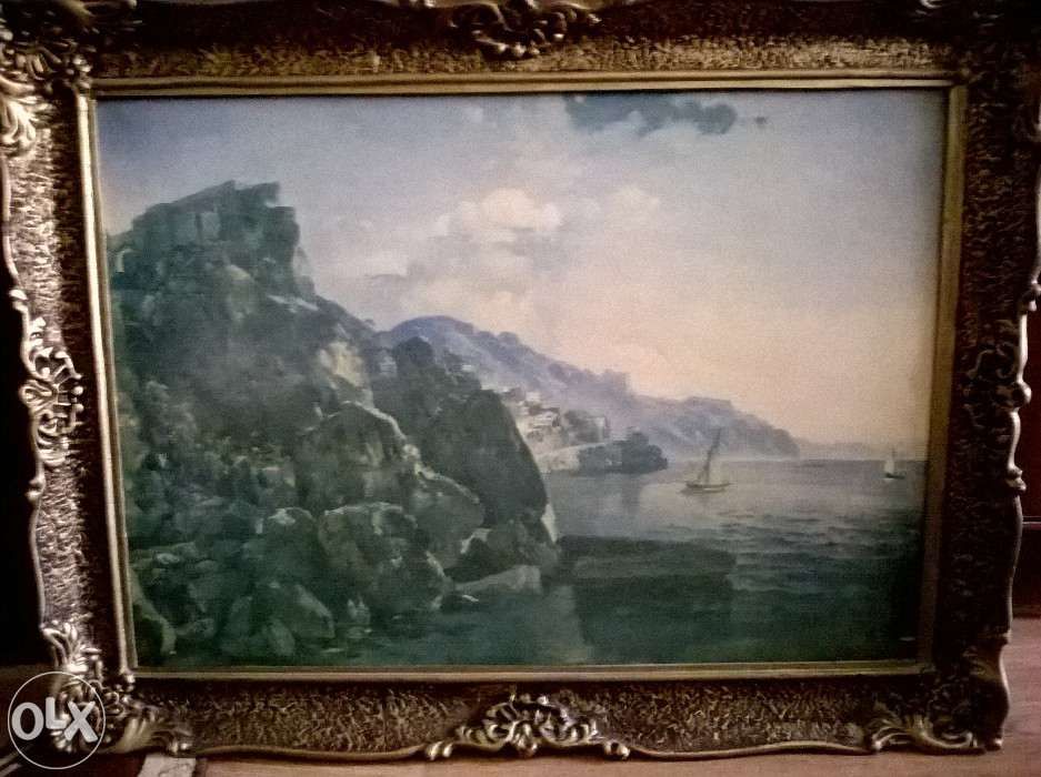 Vand tablou vechi peisaj litografie