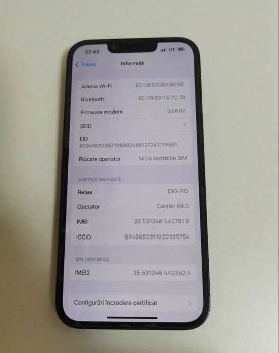 Vand iphone 14 intro stare excelentă