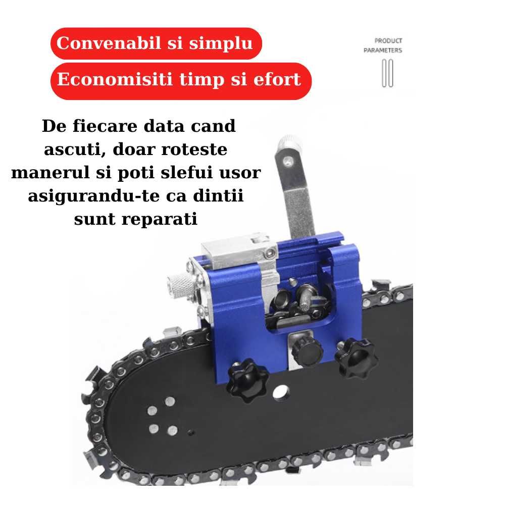 Ascutitor manual de lant ptr. drujba,aliaj de Al, 2 moduri de ascutire