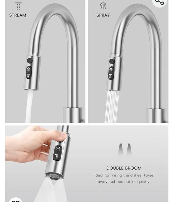 Baterie de bucatarie din nichel  cu pulverizator rabatabil