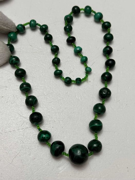 COLIER BILE MALACHIT - Diferite marimi - 55cm - Margele - Vintage !