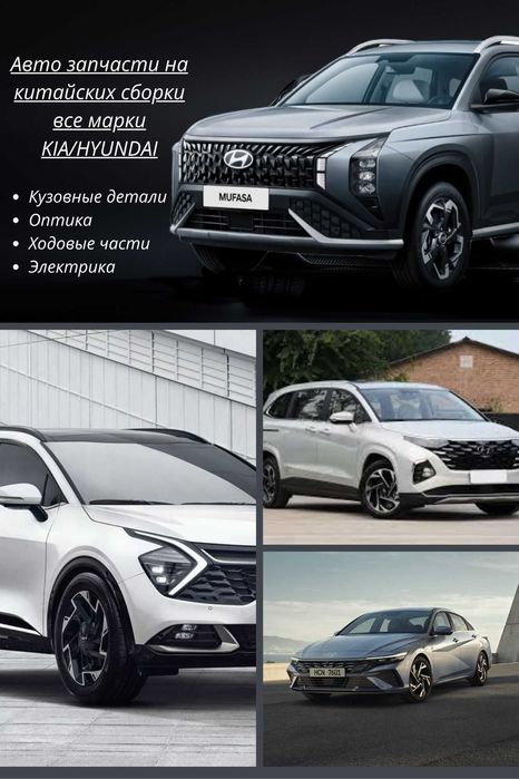 Запчасти на Hyundai Mufasa, Elantra, Custin, Seltos, K5, K3, Sportage
