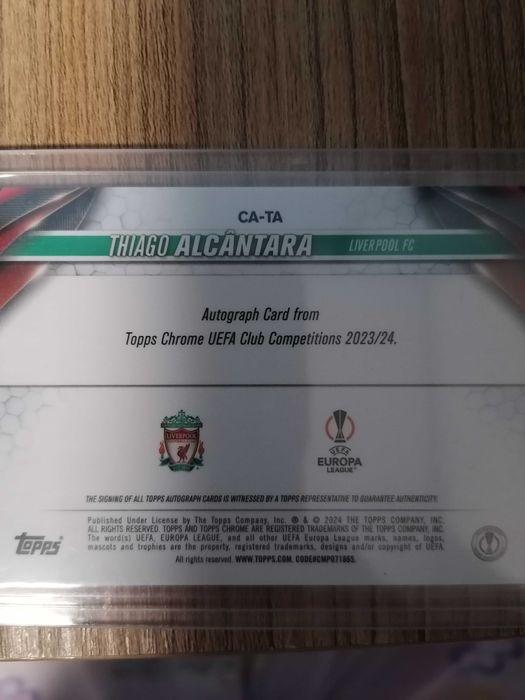 Тиаго Алкантара карта с автограф Topps Chrome
