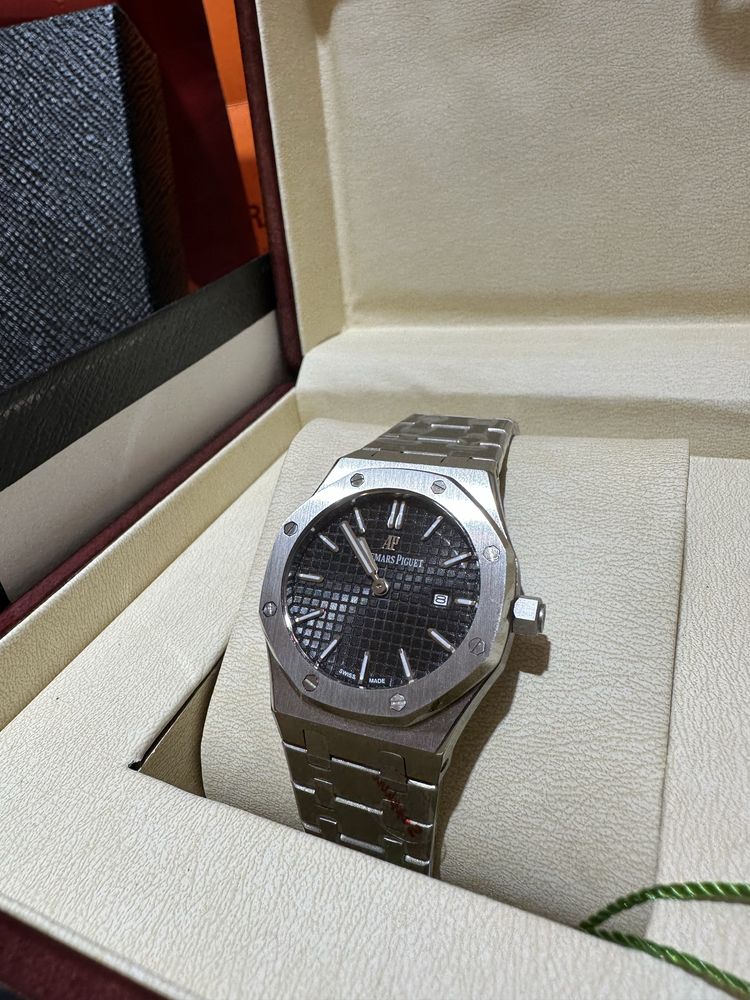 Ceas Dama Audemars Piguet Royal Oak 32mm/Silver/Black Dial/Cutie/Punga