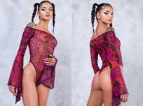 BADINKA Bell sleeve Mesh Bodysuit
