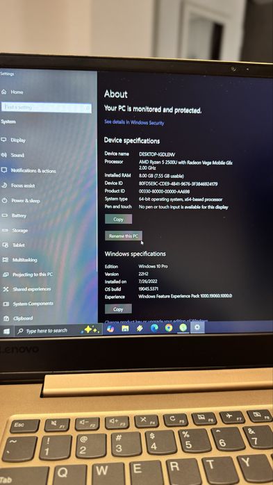 Notebook Lenovo Ideapad 530S -Ryzen 5, 8GB RAM, SSD 256GB, 14”, ca nou