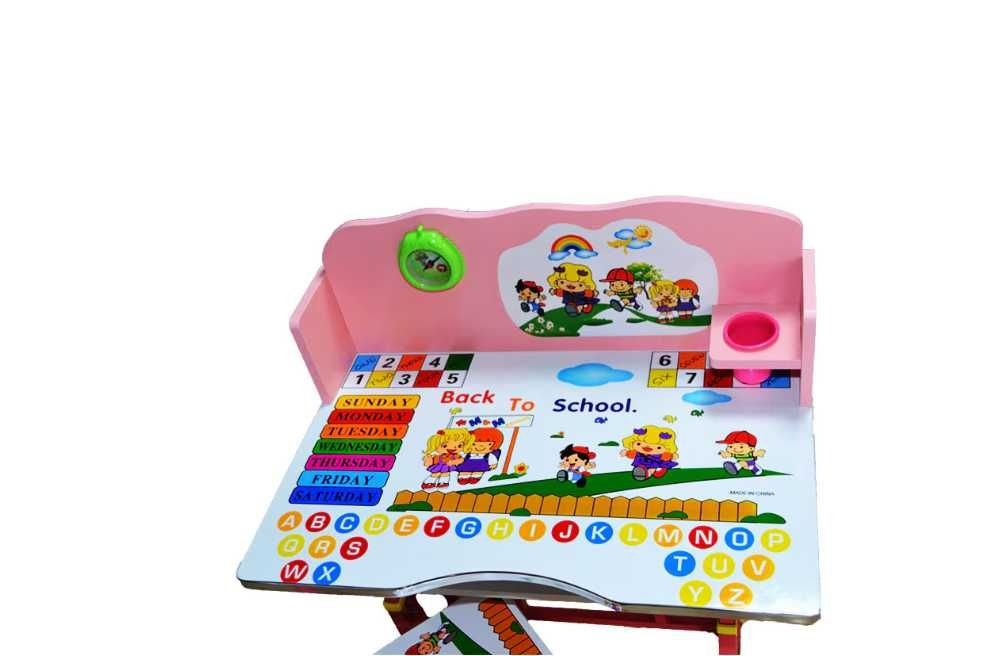 Set birou copii cu scăunel metalic + MDF, 69x45 cm, reglabil pe înălți