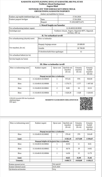 Продаётся производствоный территория с площадью 26700кв