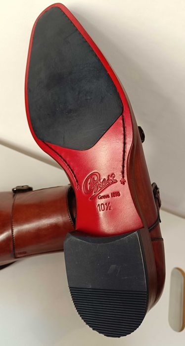 Panfofi de lux 46 46.5 monk GREVE NOI lucrati manual piele embosa