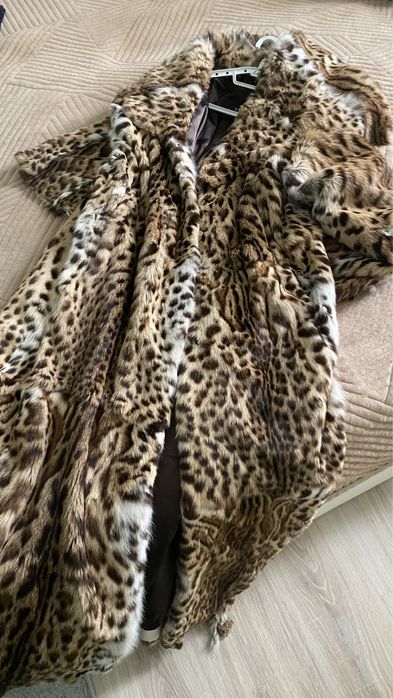 Шуба из рыси длинная с капюшоном р до 48