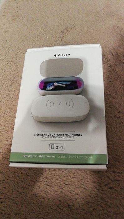 BigBen sterilizator UV smartphone si incarcator wireless alb, NOU