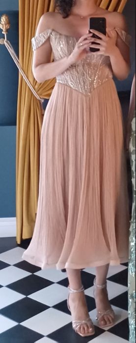 Rochie midi Maigre - mătase crem