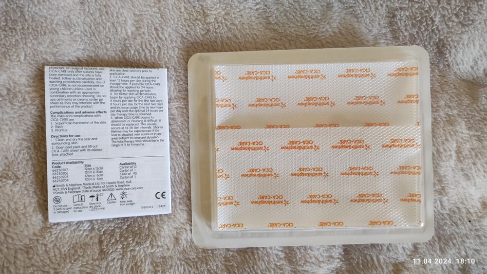 Reparare cicatrici hipermetrofe-plasture siliconic Cica-Care 12x15 cm