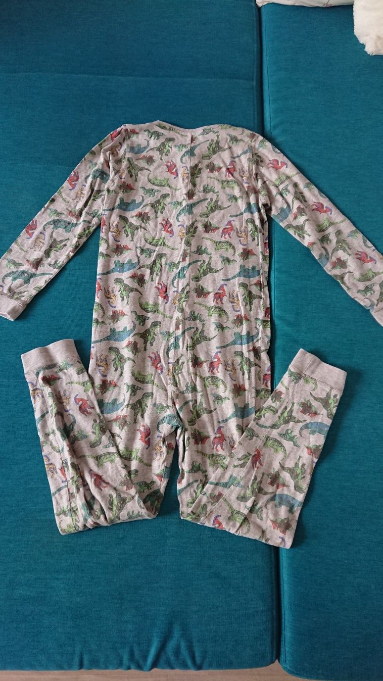 Salopeta/pijama bumbac, 11-12 ani, imprimeu  dinozauri