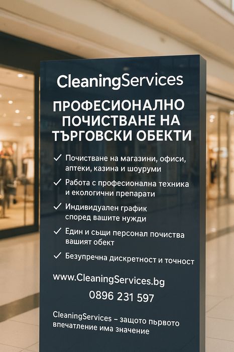 Професионално почистванр на търговски обекти