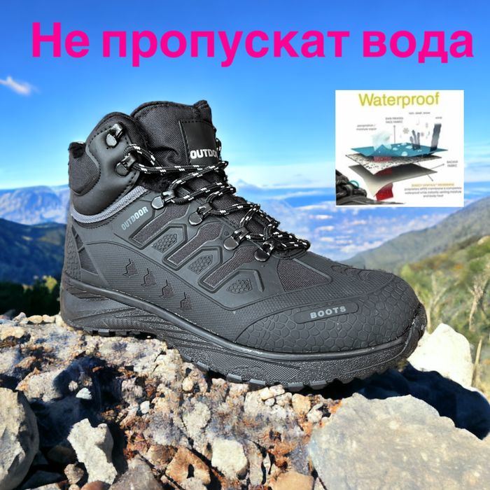 мъжки боти зимни непромокаеми с дълбок грайфер сняг дъжд с топъл пух