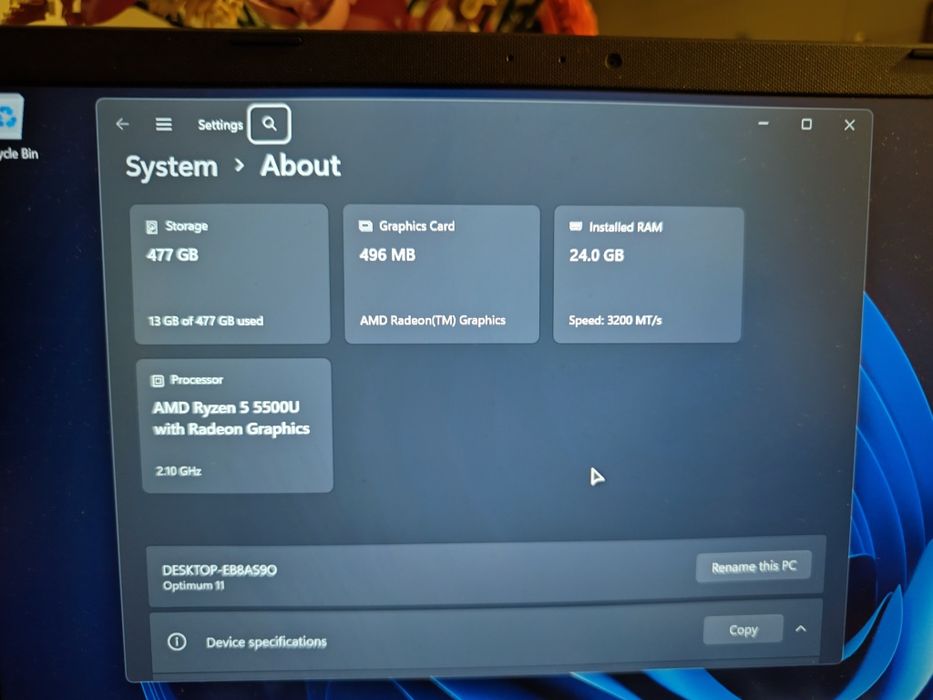 Laptop Asus 14" Ryzen 5000, 24gb ram, tst iluminata, win activ, 9.8/10