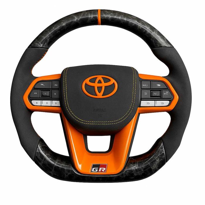 Toyota GR спортен волан карбон алкантара оранжев акцент