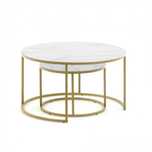 Set 2 mese de cafea albe/aurii din metal Leonor Kave Home