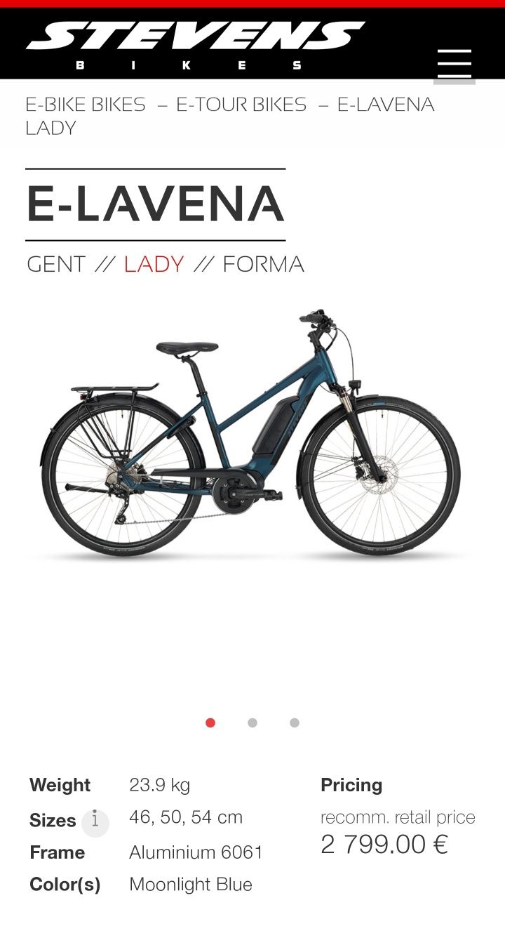 Eлектрически велосипед STEVENS E-LAVENA Bosch Aktive line plus 28"
