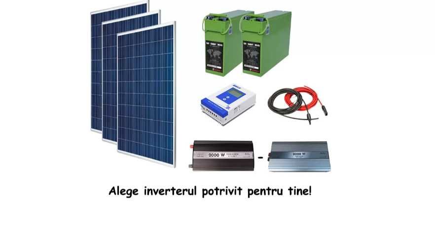 Kit Offgrid Solar 840W panouri 280W, invertor 2000W-8000W baterii 155a