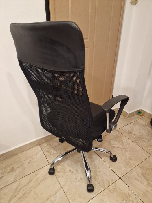 Scaun de birou, piele + material textil plasă