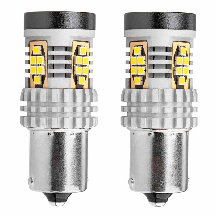 Bec semnalizare Amio LED Canbus, BA15S P21W R10W R5W Alb 12V/24V, 3020 24SMD 1156, set 2 buc