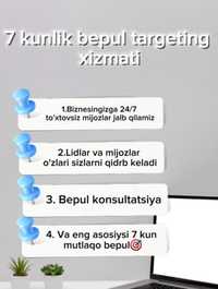 Targetolog xizmati. Professional target. Online sotuvlarizni oshirish