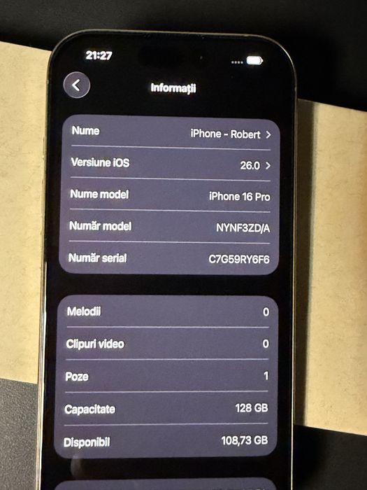 Iphone 16 pro Desert Titanium impecabil