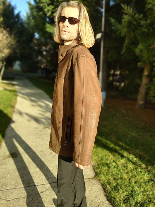 Geaca piele naturala vitel barbati Maro 2XL - XXL -3XL 54-56  C&A NOUA