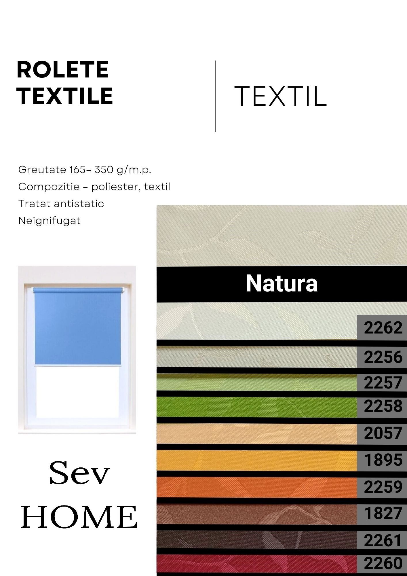 Rolete textile cu casetă și ghidaje București