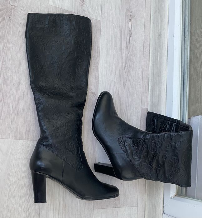 Кожаные сапоги на осень